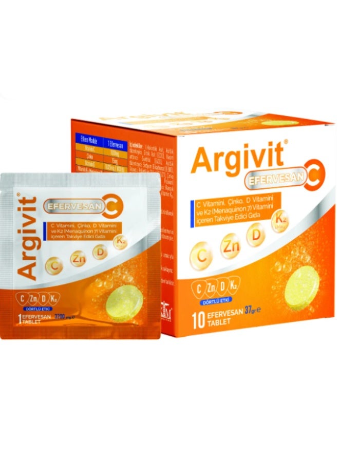 ارجيفيت أقراص أرجيفيت الفوارة مع فيتامين سي والزنك وفيتامين د وفيتامين ك2 - دعم كامل للمناعة وصحة يومية (10 أقراص) - Image 1